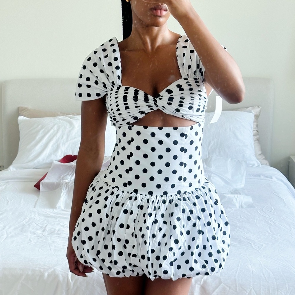 Miss Circle Polka Dot Off-Shoulder Dress
